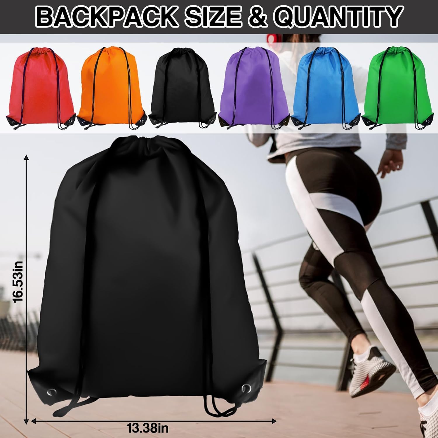 Premium Drawstring Backpack - 6 Pack Lightweight Sports Gym Bags for Travel, Swimming, Beach & Outdoor Activities | Breathable Mesh Shoulder Bags for Workout, Running, Yoga & School Essentials