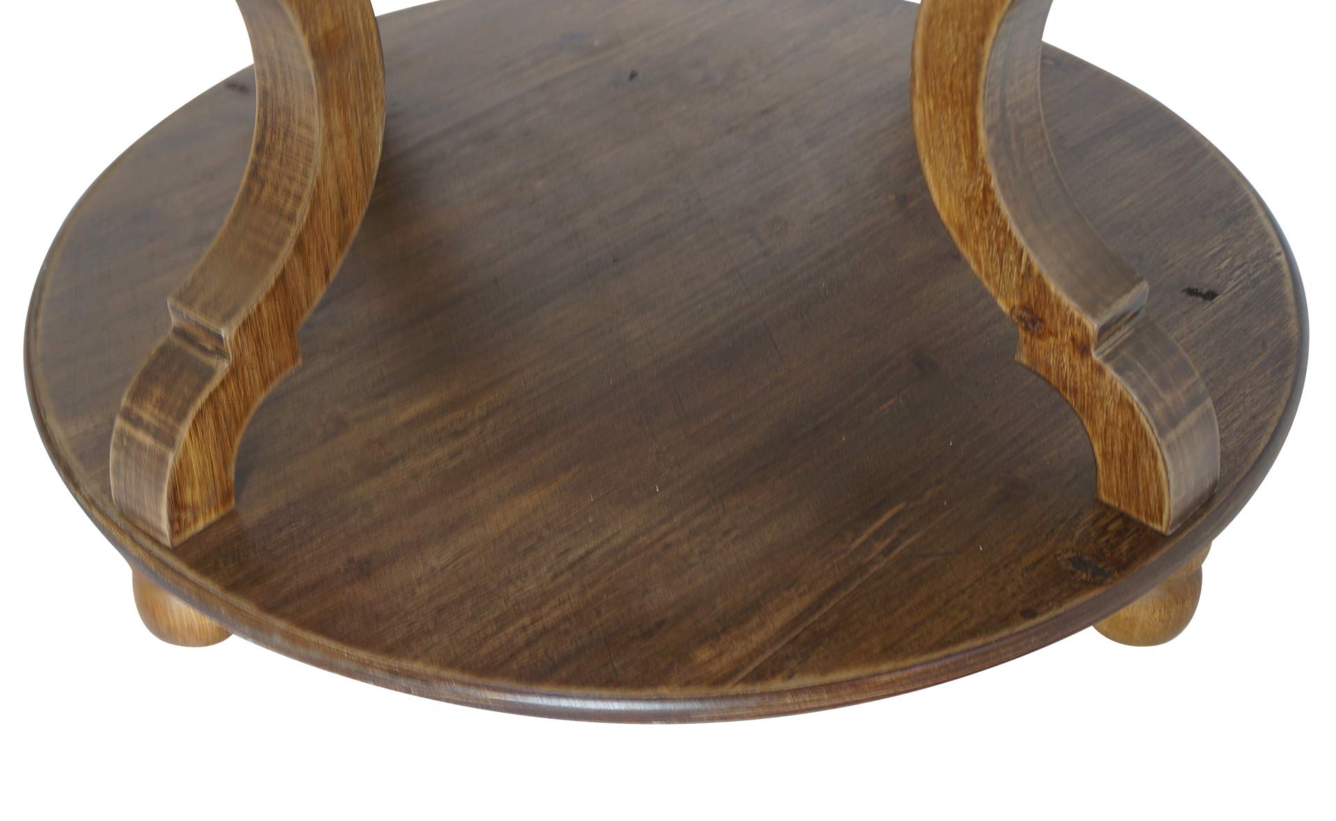 FINECASA 31.0x18.3 Inches Round Wood Coffee Table with Storage Shelf, Natural Finish Carved Legs Accent Table for Living Room, Sofa & Cocktail Table - Perfect for Small Spaces, Home Decor & Entertaining Guests