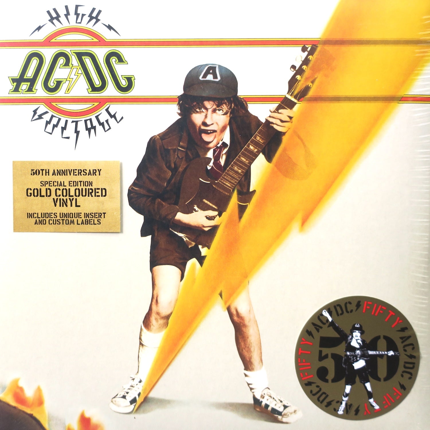 AC/DC 'High Voltage' Anniversary Edition Gold Vinyl LP – Limited Edition Rock Music Collectible for Home Listening & Gift Giving