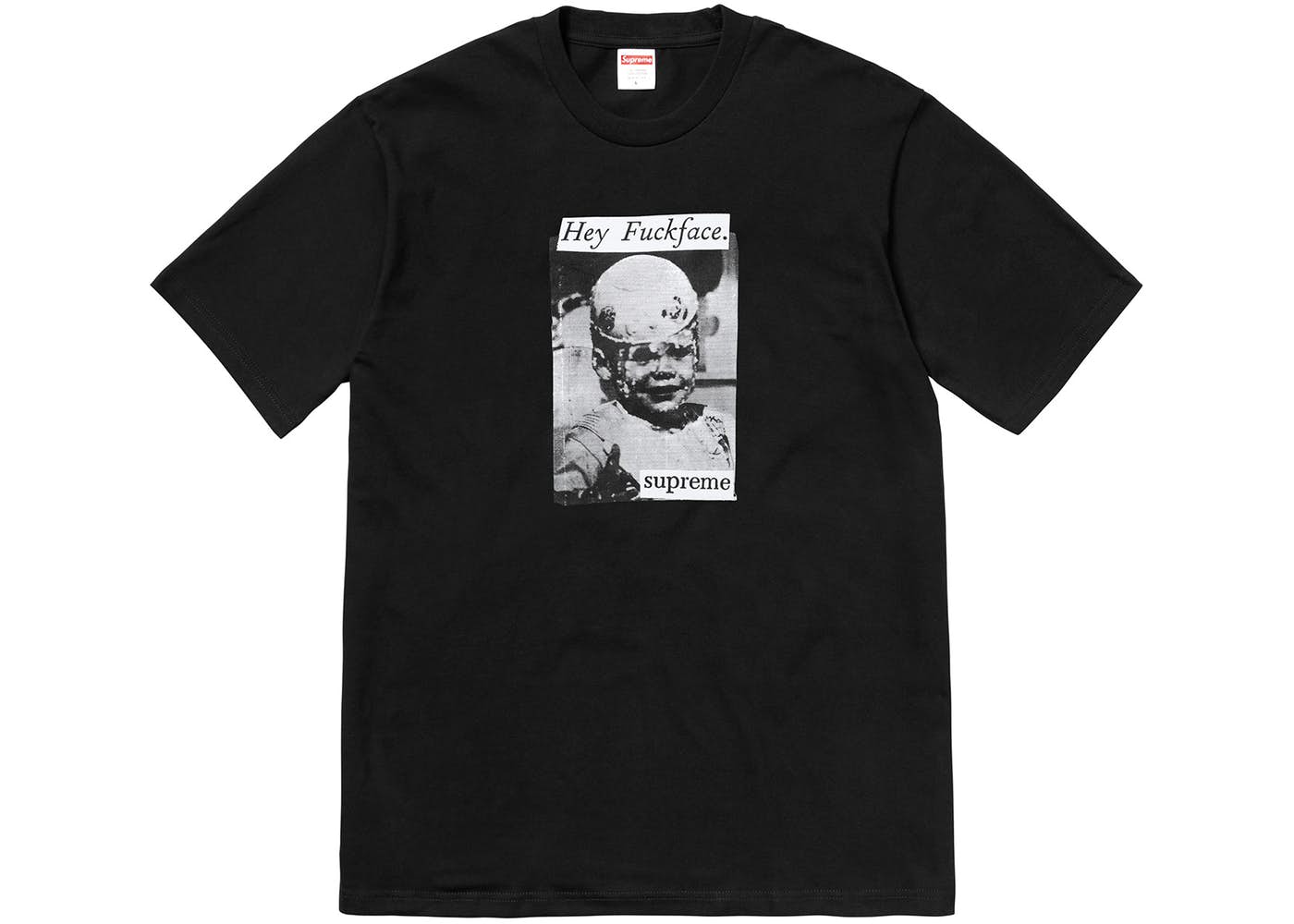 Supreme Fuck Face T-Shirt - Black Cotton Graphic Tee for Streetwear & Skate Style | Men's Casual Outfit Essential