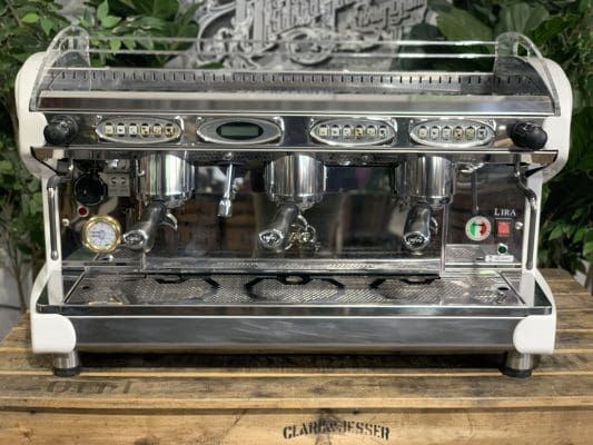BFC Lira 3 Group White Commercial Espresso Machine - Professional Coffee Maker for Cafes, Restaurants & Offices - Perfect for Barista-Grade Espresso, Cappuccino & Latte Drinks