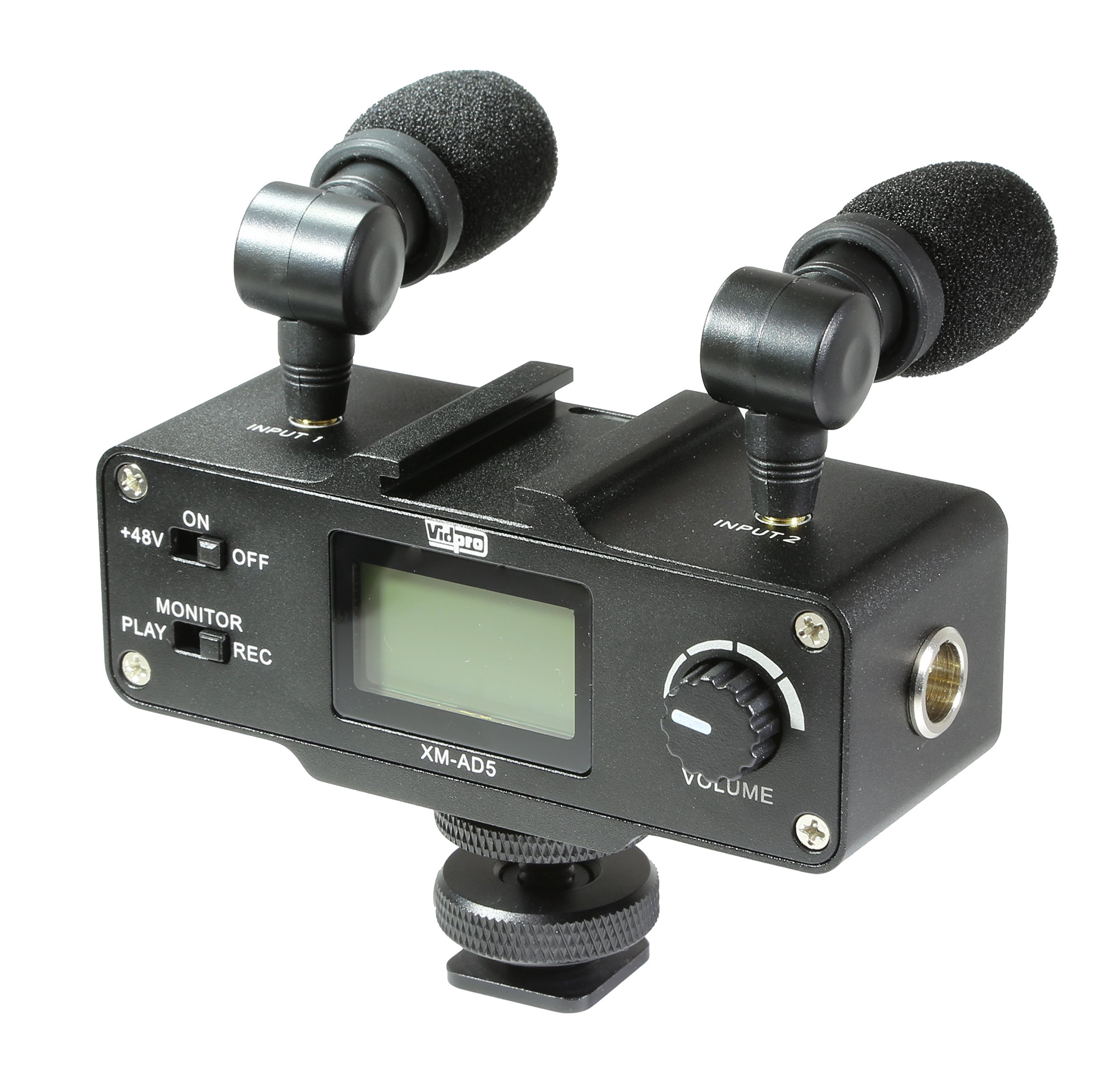 Vidpro XM-AD5 Mini Pre-Amp Smart Mixer with Dual Condenser Microphones - Compatible with DSLR Cameras, Video Cameras & Smartphones - Perfect for Podcasting, Live Streaming & Video Recording