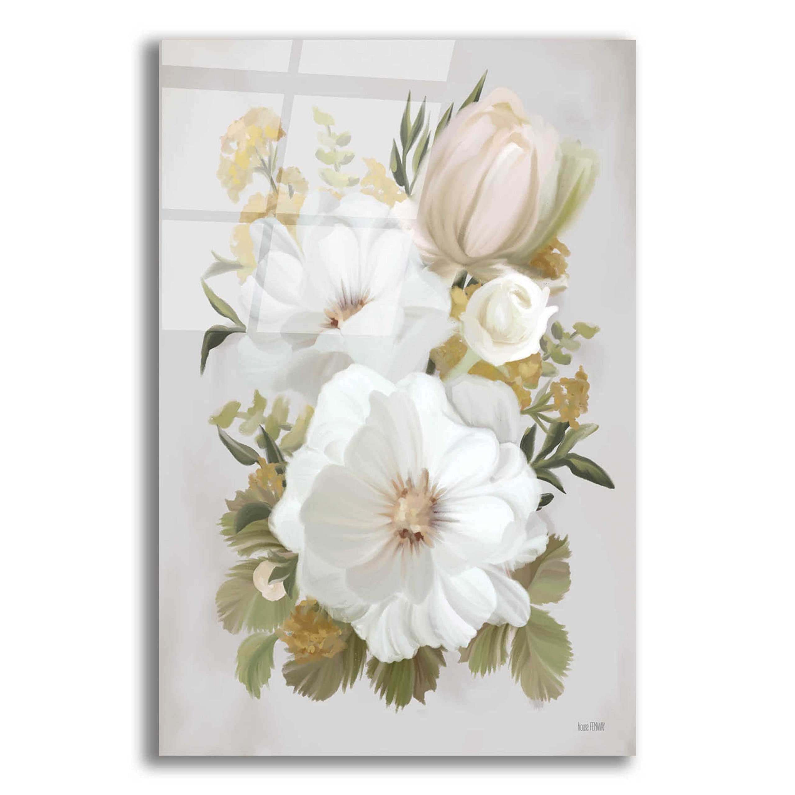 House Fenway Floral Tansy Bouquet Acrylic Glass Wall Art - 16x24 Inches Modern Home Decor for Living Room, Bedroom & Office