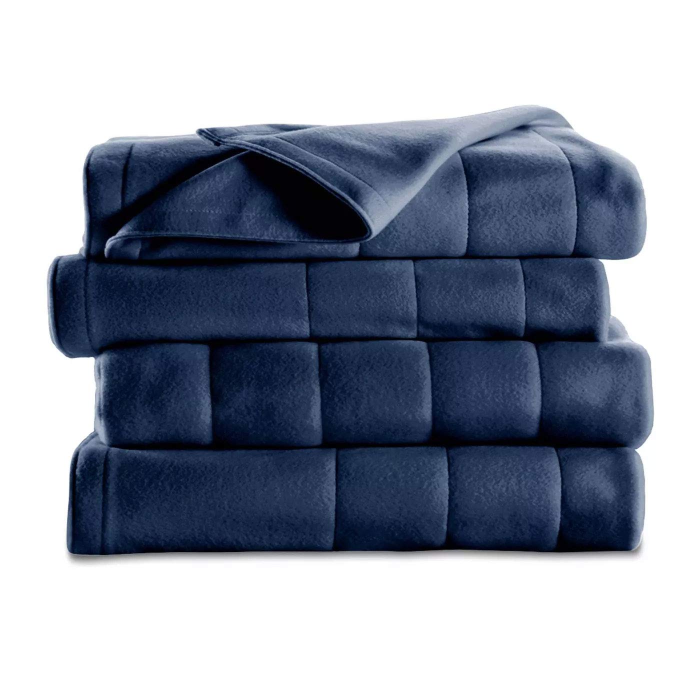 Sunbeam Quilted Fleece Electric Heated Blanket - King Size, Newport Blue - Perfect for Winter Nights, Bedroom Comfort & Cozy Home Use