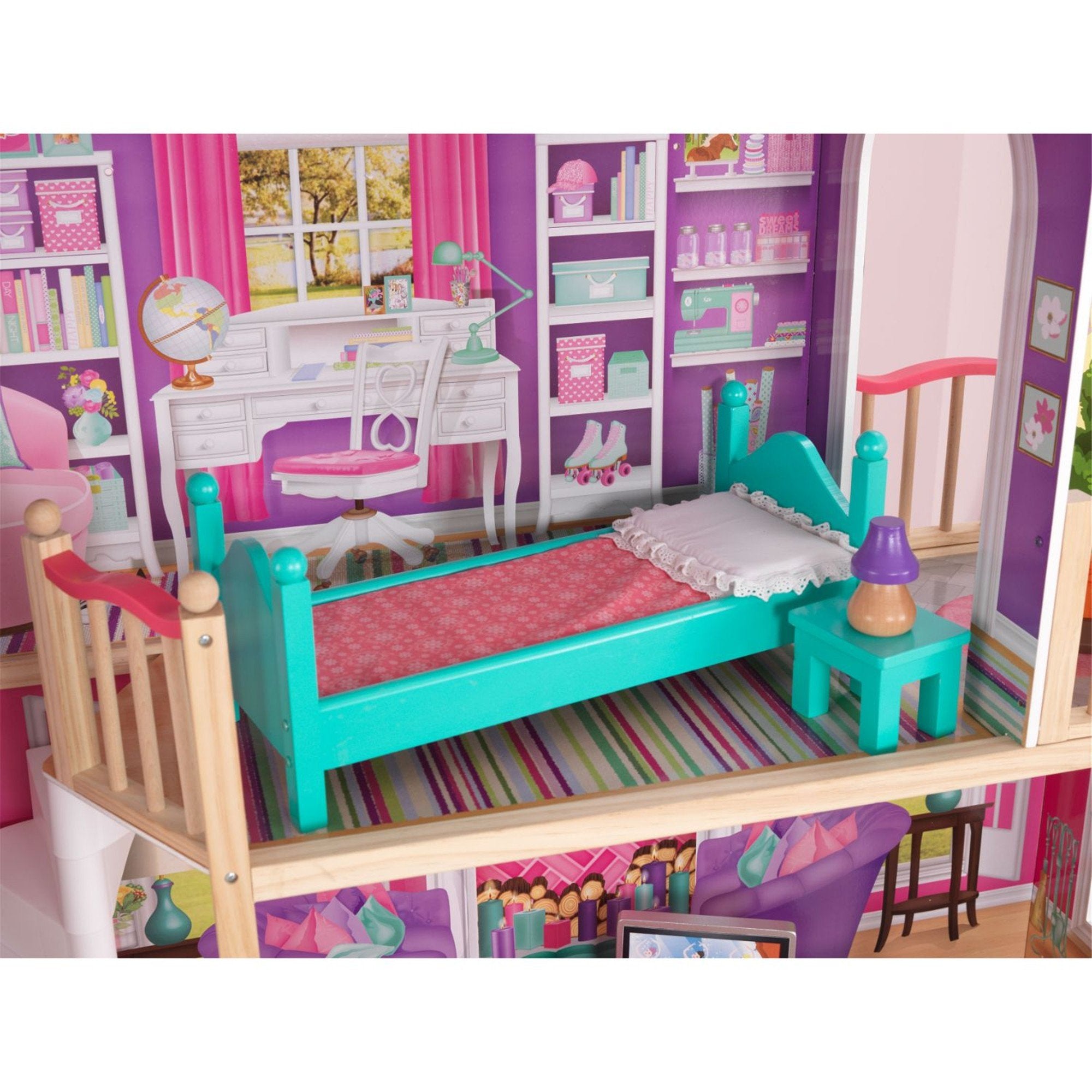KidKraft 18 Inch Dollhouse - Doll Manor Wooden Playset for Kids | Pretend Play, Imaginative Play & Role Play Scenes for Children Ages 3+