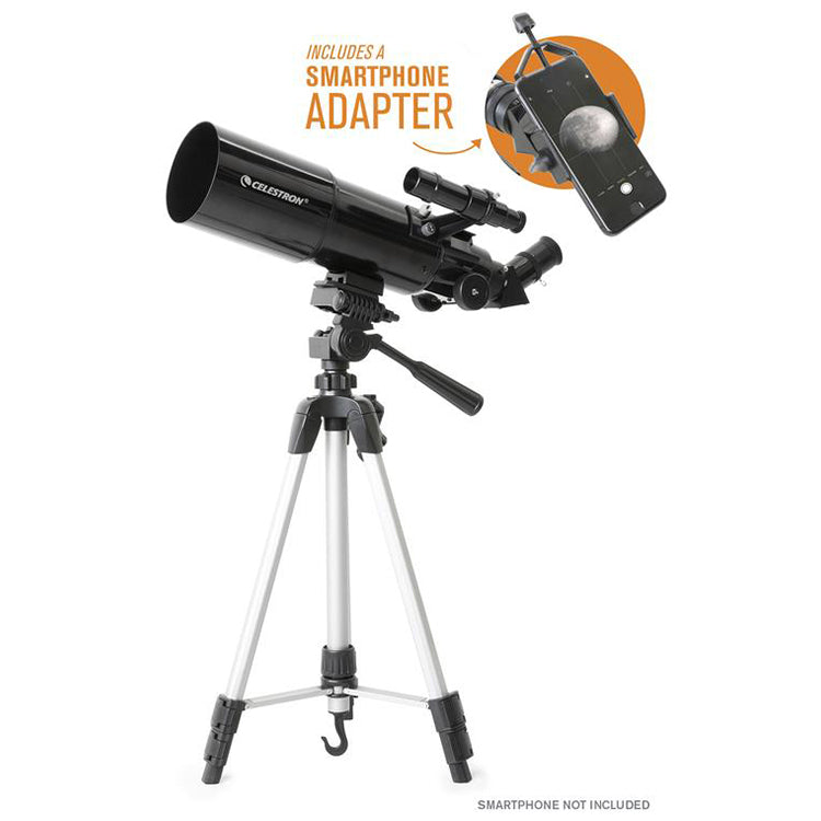 Celestron Travel Scope 80 Refractor Telescope with Smartphone Adapter - Portable Astronomy Telescope for Stargazing, Bird Watching & Travel Adventures (Model 22030)