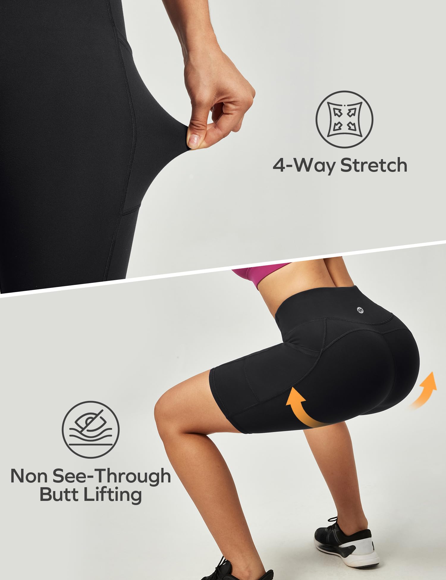 Ewedoos Women's High Waisted Biker Shorts - Tummy Control Workout Shorts with 3 Pockets, Compression Gym Running Yoga Shorts for Women | Perfect for Cycling, Fitness & Lounge Wear