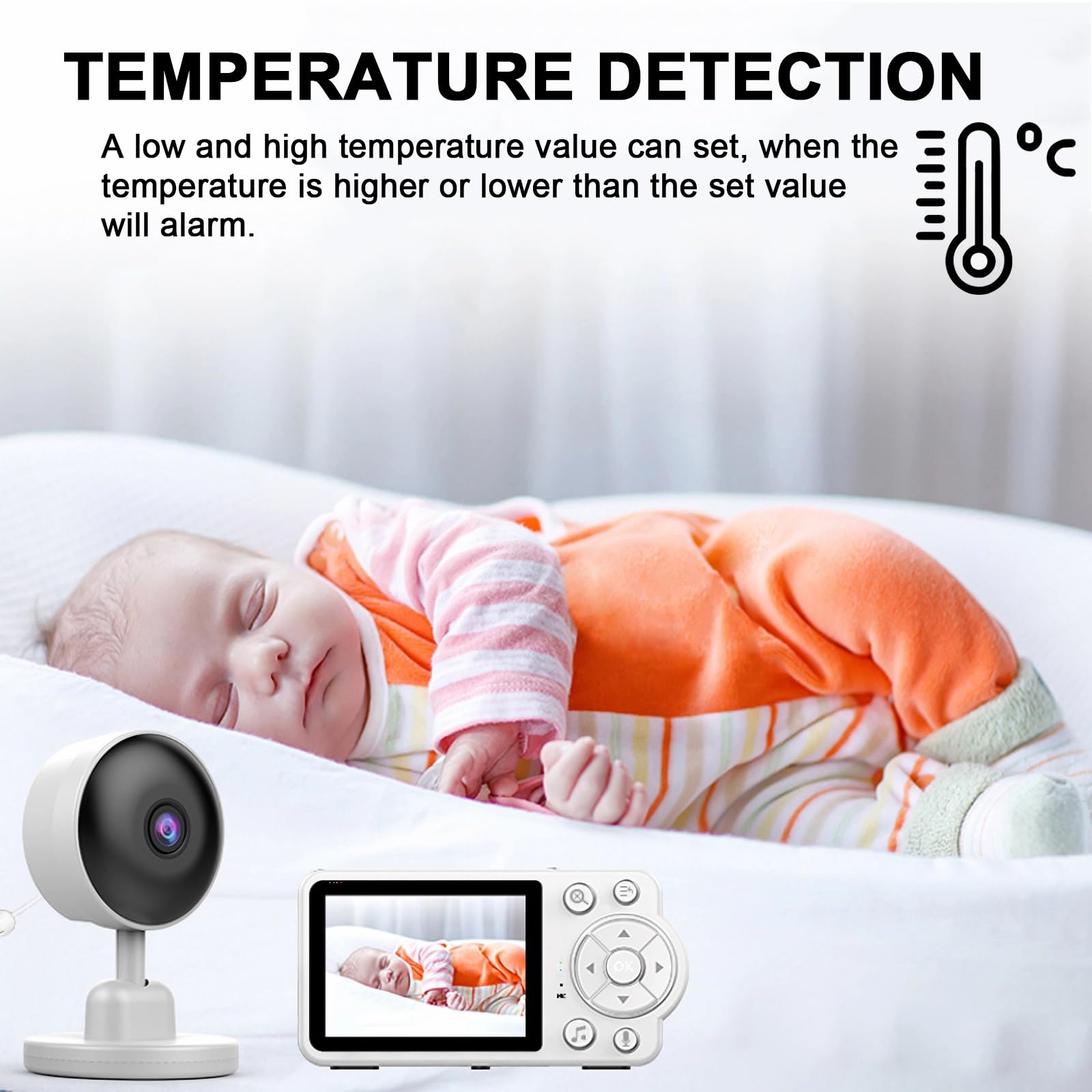 Wireless Video Baby Monitor with HD Camera & Two-Way Audio - No WiFi Baby Monitor with 2.8