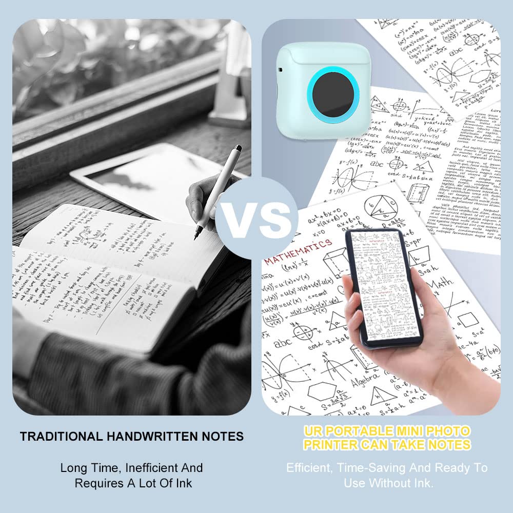 Print Pods Mini Portable Bluetooth Sticker Printer - Wireless Thermal Inkless Label Maker for Journals, Memos & Photos - Includes 5 Thermal Paper Rolls - Perfect for DIY Crafts, Scrapbooking & Home Organization (Blue)