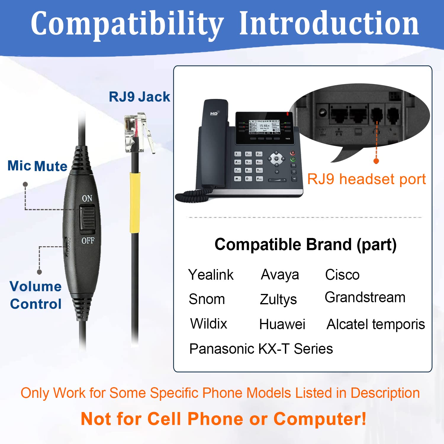 Noise Cancelling RJ9 Phone Headset with Binaural Design - Compatible with Yealink T46S, T42S, T48S, T41S, T27G, T20P, T21P, Avaya 1608, 9608, 9611, Grandstream GXP2170, 2135, Snom - Ideal for Office Calls, Customer Service & Remote Work