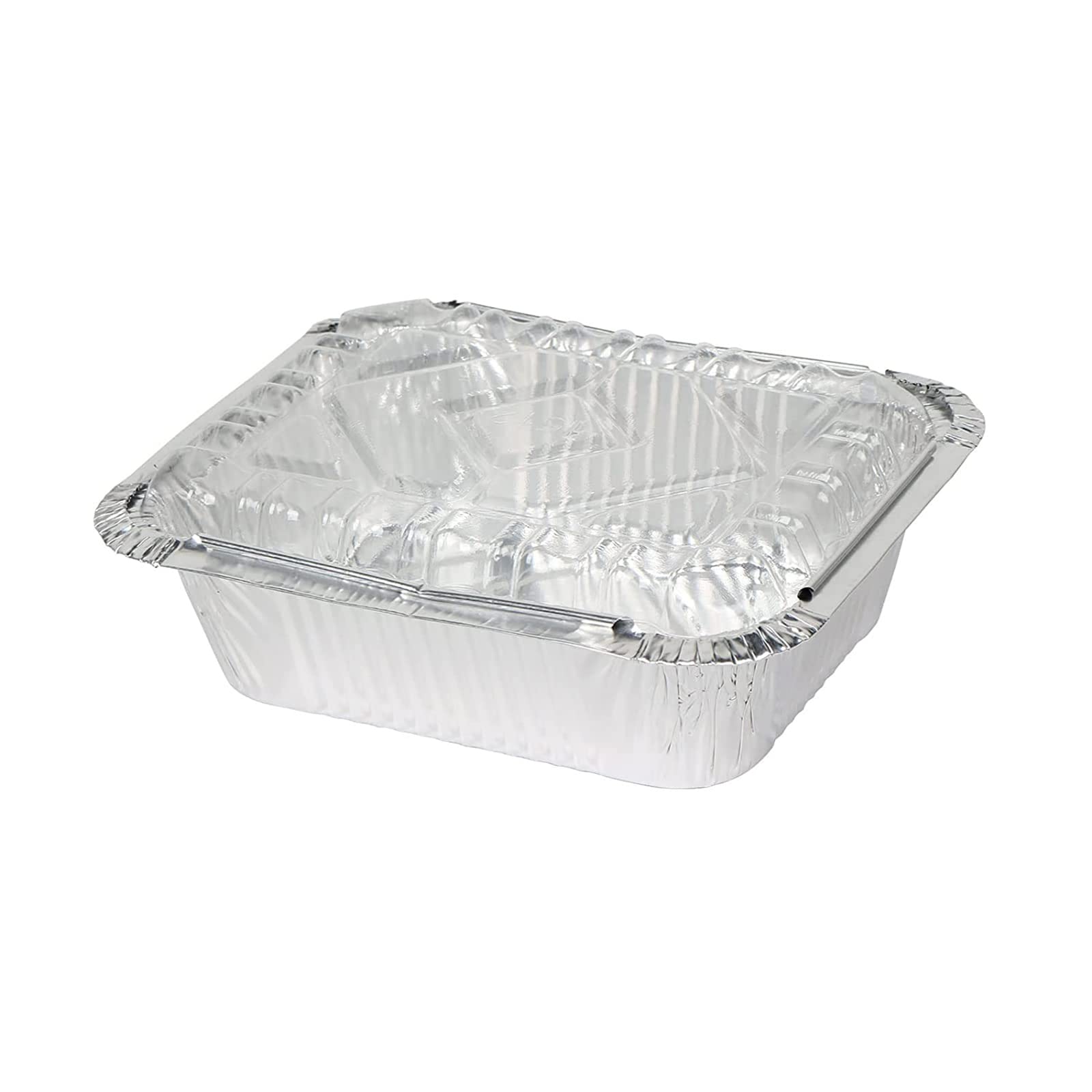 50 Pack Disposable Aluminum Foil Pie Pans - Square Tart Baking Pans with Lids for Cooking, Food Storage & Takeout Containers - Perfect for Holiday Baking, Meal Prep & Party Catering (Transparent Lids, 50 Count)