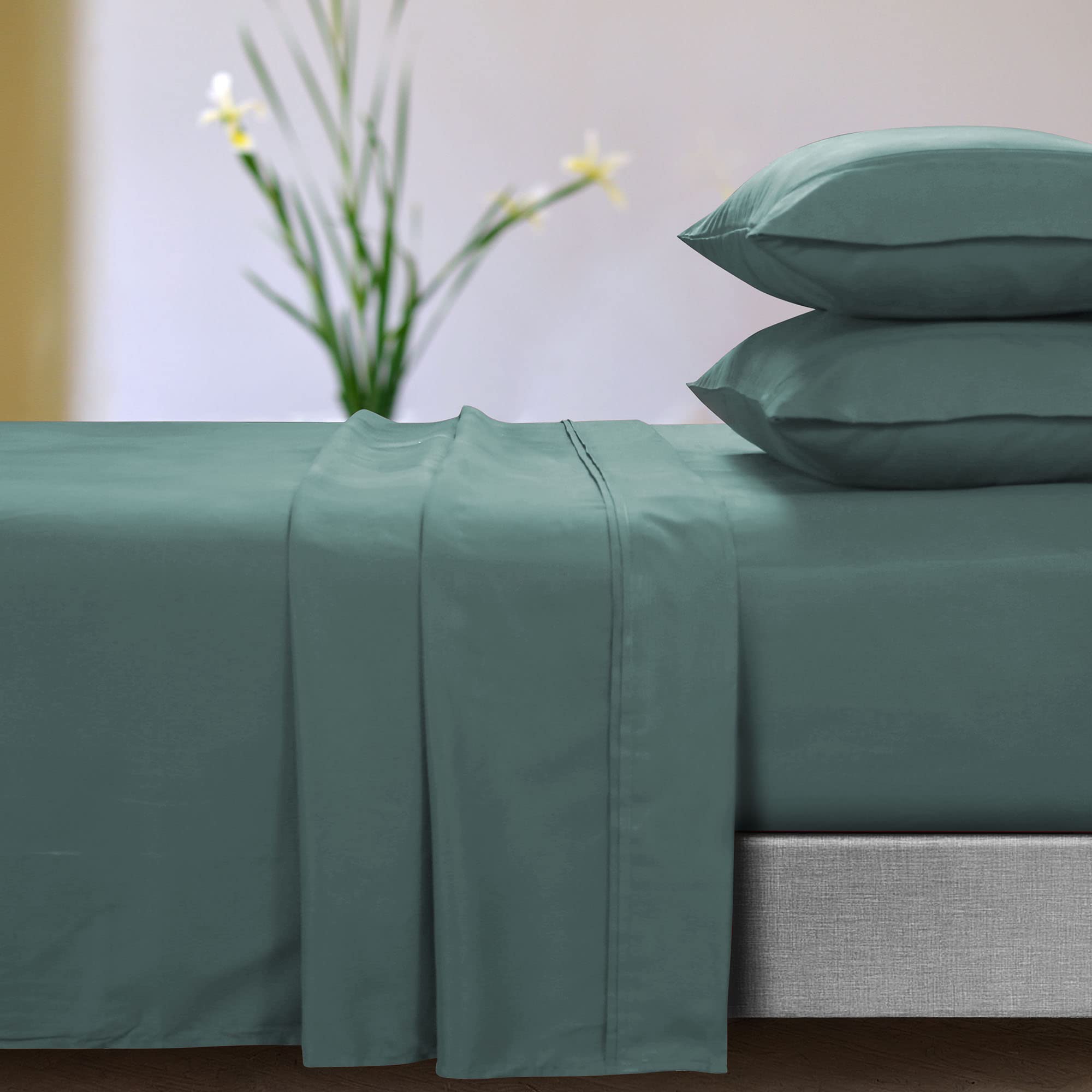 Tribeca Living Microfiber 110-GSM Deep Pocket King Size Sheet Set - Soft & Breathable Bed Sheets for Comfortable Sleep - Perfect for Master Bedroom, Guest Room & Hotel Use