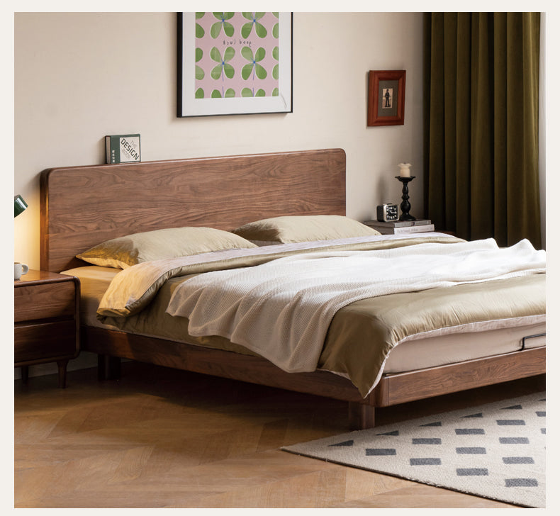 Solid Wood Floating Bed Frame - Black Walnut & Oak - Modern Platform Bed with Hidden Storage - Perfect for Small Bedrooms & Minimalist Home Decor