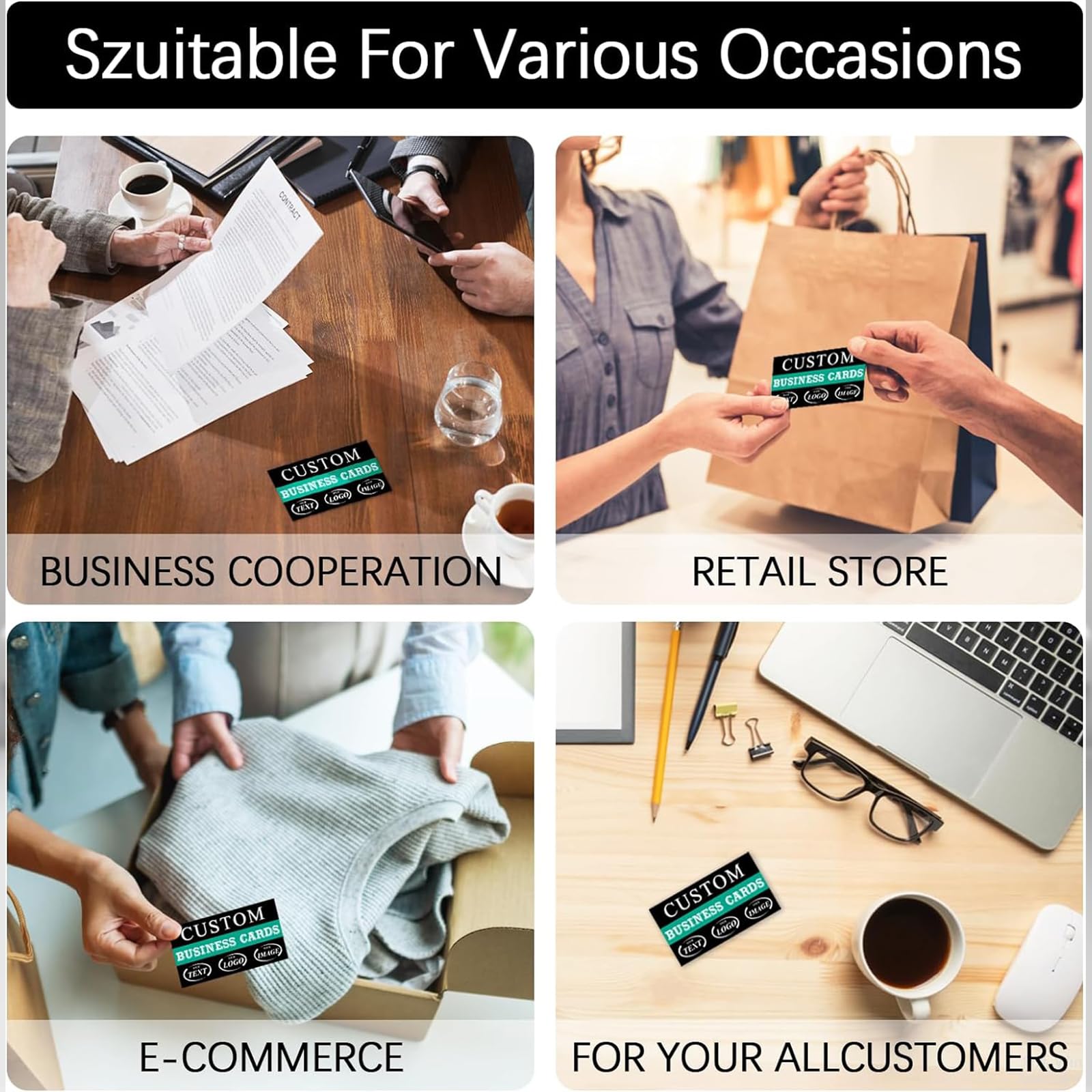 Custom Business Cards with Logo | Personalized & Printable Double-Sided Waterproof Business Cards | 100-1000 Quantity Options for Small Business | Perfect for Networking, Trade Shows & Professional Branding