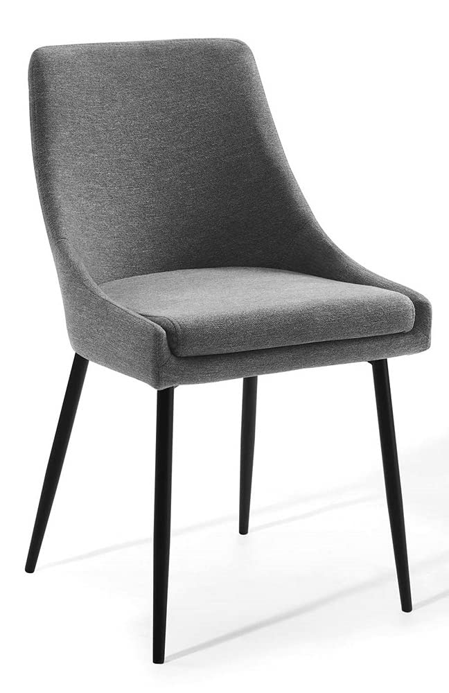 Modway Viscount Upholstered Fabric Dining Chairs Set of 2 - Black Charcoal Modern Kitchen Chairs for Dining Room, Restaurant & Home Decor