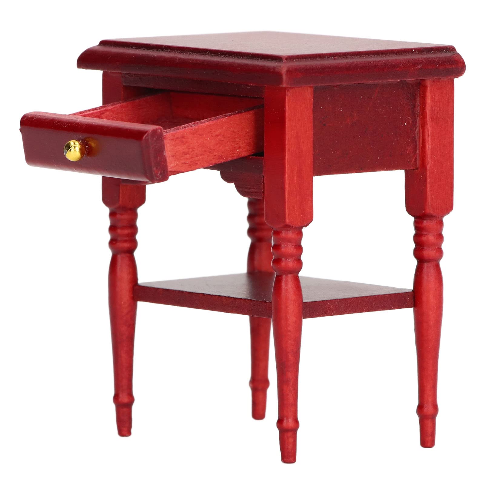 Alomejor 1:12 Scale Miniature Dollhouse Nightstand - Mahogany Wooden Bedside Table for Dollhouse Decor | Perfect for DIY Dollhouse Accessories & Model Home Displays