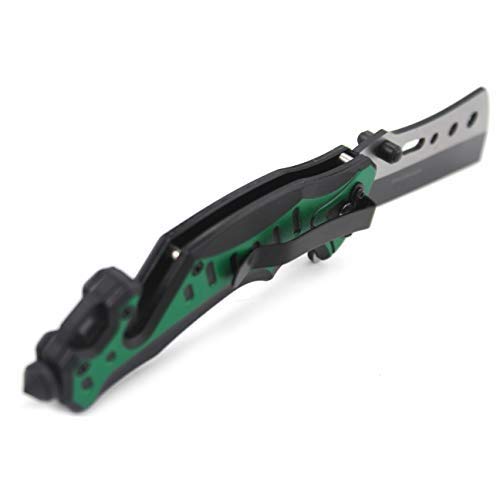 Tactical Folding Knife - Snake Eye EDC Two Tone Razor Blade | Stainless Steel Pocket Knife for Outdoor Survival & Everyday Carry | Compact One-Hand Operation | Perfect for Camping, Hiking & Emergency Use (Green)
