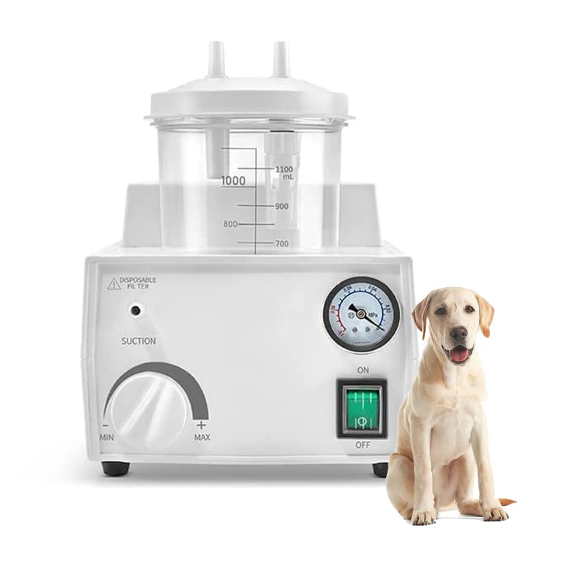 Portable Veterinary Suction Machine 110V - Compact & Powerful Pet Dental Suction Device for Small Animal Clinics & Home Use (Model W 003B) - Ideal for Grooming, Surgery & Emergency Care