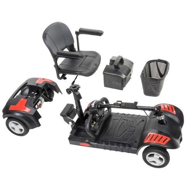 Drive Medical Scout LT 4 Compact Travel Power Scooter - Lightweight Mobility Scooter for Adults & Seniors - Ideal for Shopping, Travel & Outdoor Activities