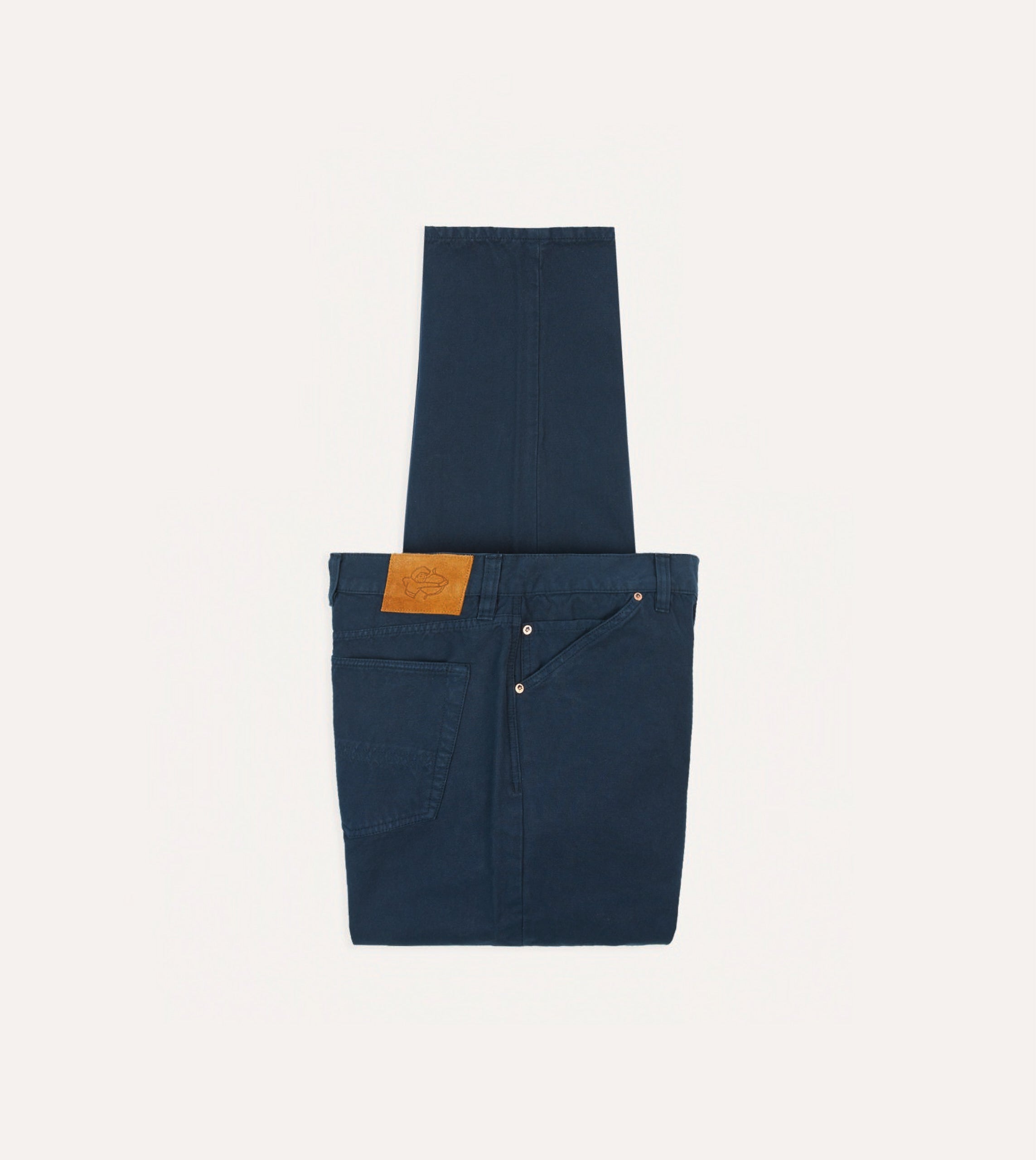 Men's Navy Lightweight Cotton Canvas Five Pocket Jeans - Comfortable Stretch Denim Pants for Casual Wear & Outdoor Activities