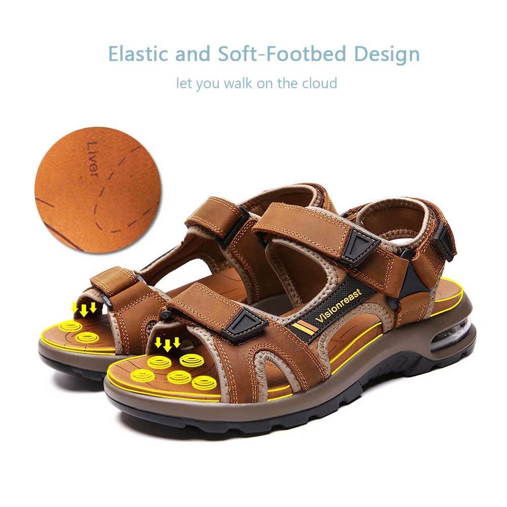 Visionreast Men's Athletic Sandals - Open Toe Hiking & Outdoor Sandals with Non-Slip Air Cushion - Sport Casual Beach Sandals for Walking, Travel & Water Activities