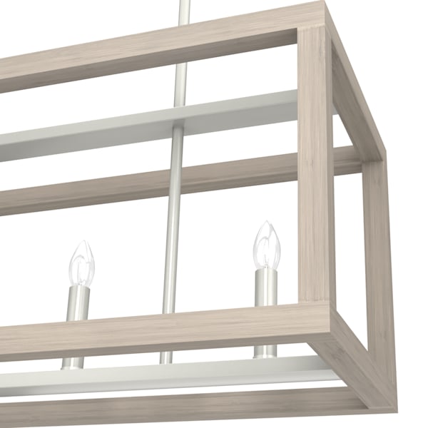 Hunter Squire Manor 5-Light Linear Chandelier in Brushed Nickel - Modern Dining Room Lighting Fixture for Kitchen Island, Entryway & Living Room