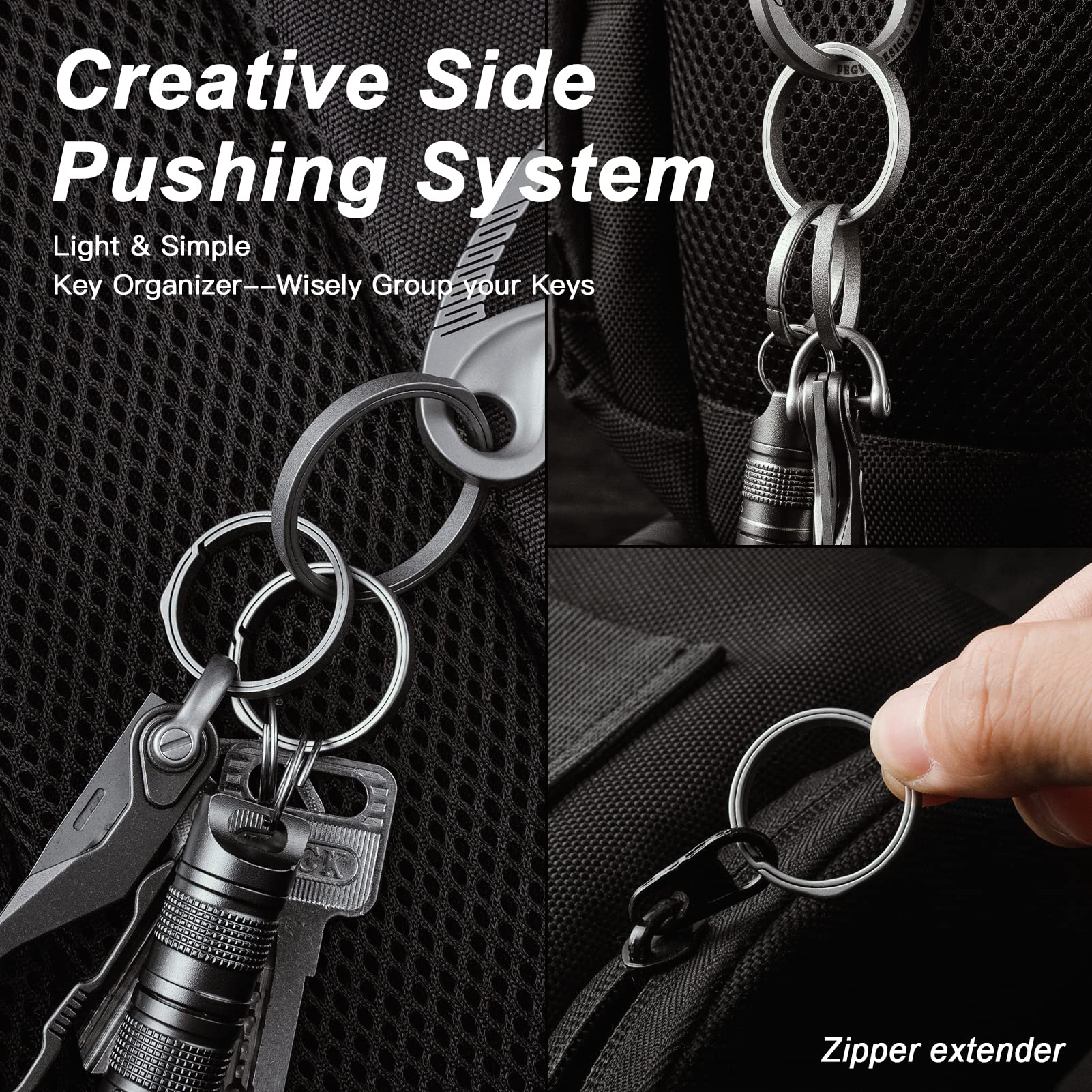TISUR Titanium Key Rings - Heavy Duty Side-Pushing Keychain Rings with Split Design (12-Pack) - Durable Key Organizer for Home, Office, Car Keys & Outdoor Gear