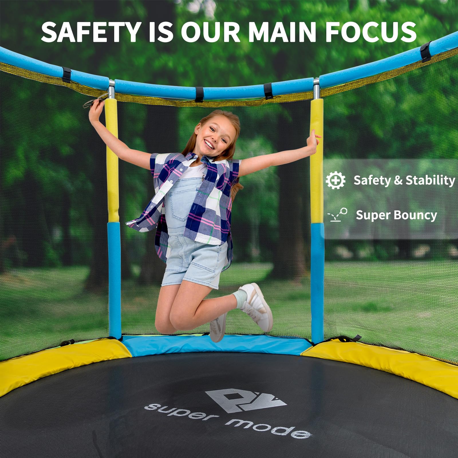 5FT Kids Trampoline with Safety Enclosure Net - Adjustable Indoor/Outdoor Toddler Trampoline, No-Gap Safe Design for Boys & Girls - Perfect for Backyard Play, Birthday Gifts & Family Fun Activities