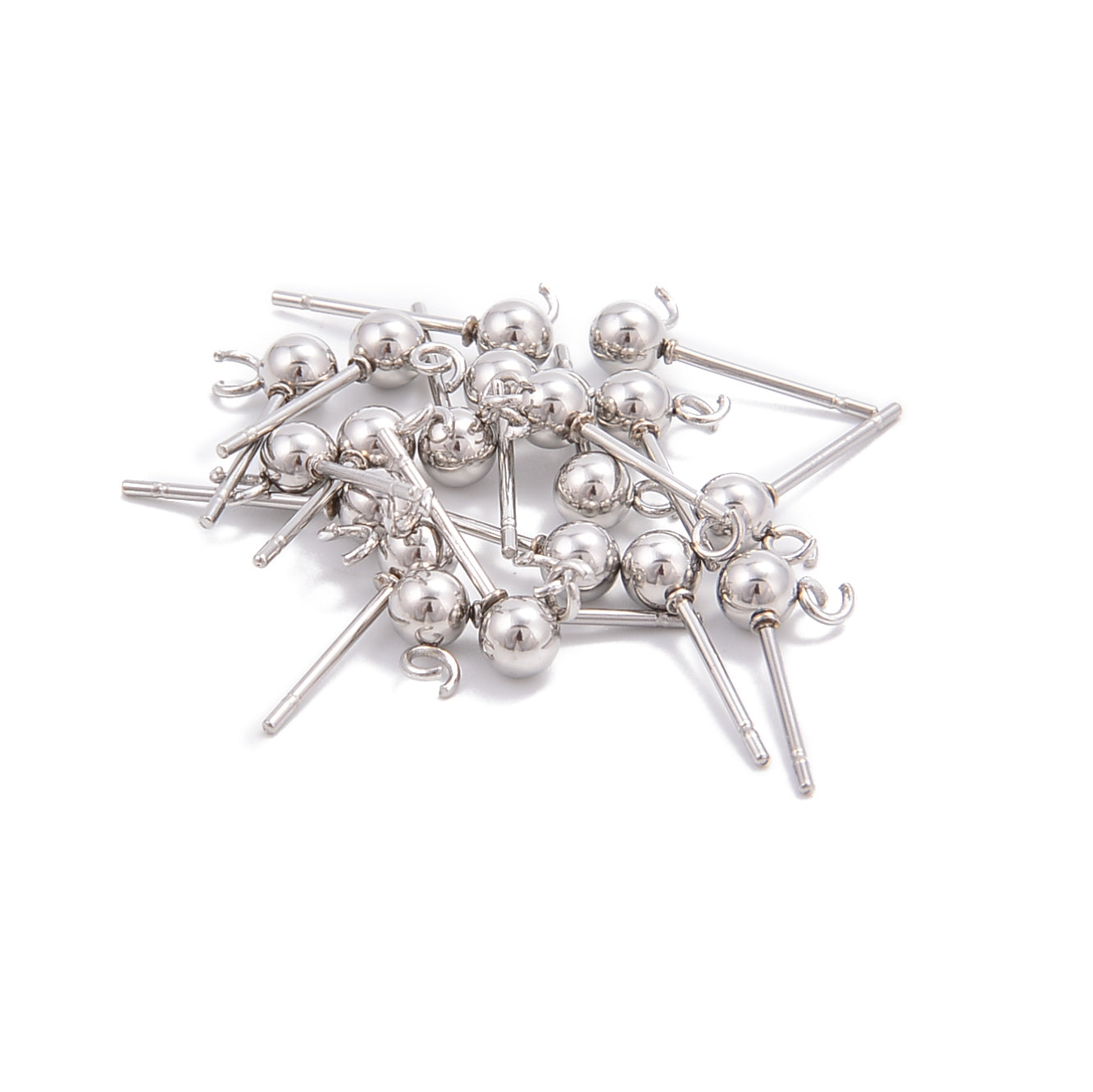 304 Stainless Steel Silver Earring Studs with Hook - 4x15mm (20 Pcs) - Hypoallergenic Body Jewelry for Women - Perfect for Daily Wear, Parties & Gifts
