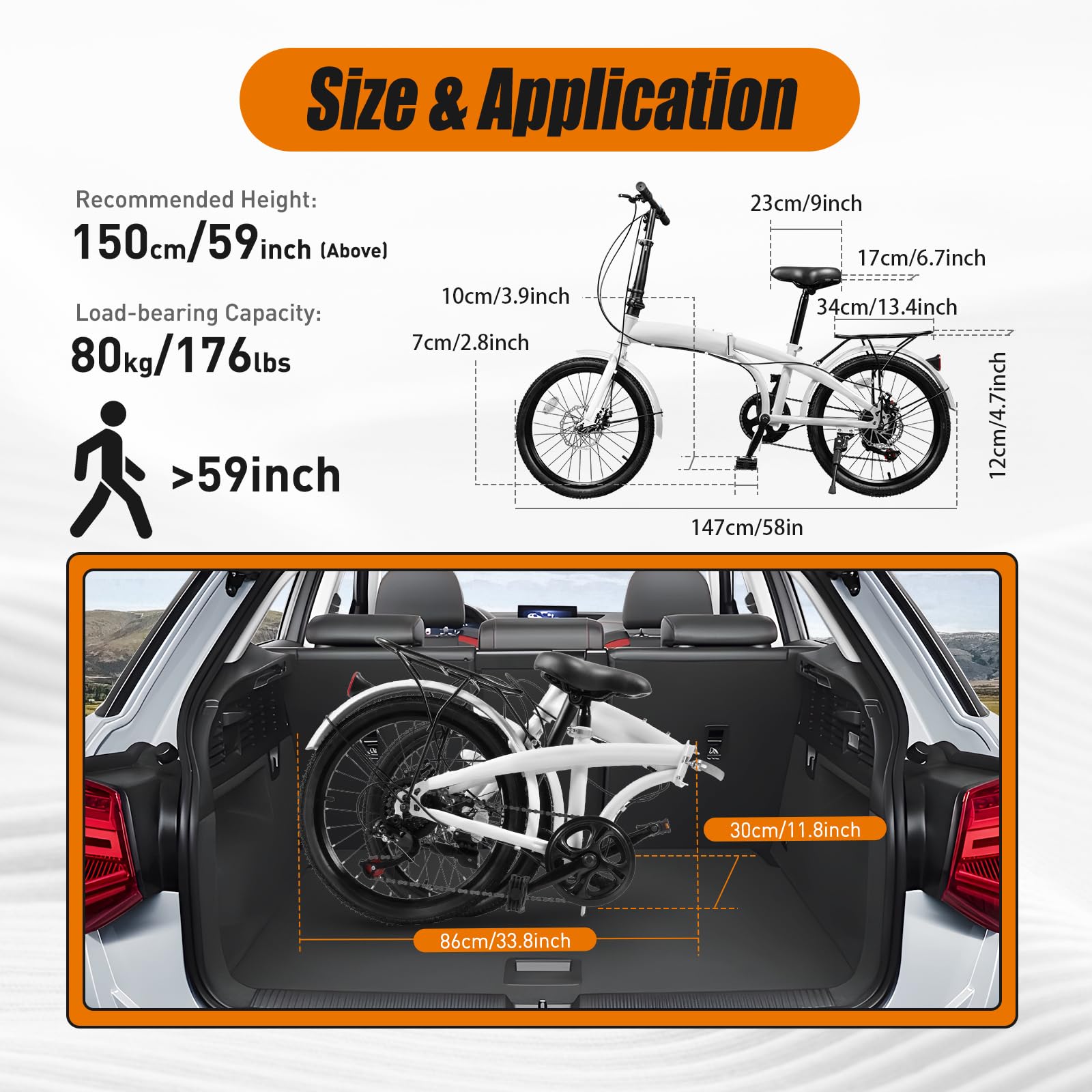 **Foldable Bicycle 20-inch Wheels - 7 Speed Gears, Disc Brake & Fenders - Lightweight Folding Bike for Commuting, Travel & City Riding**