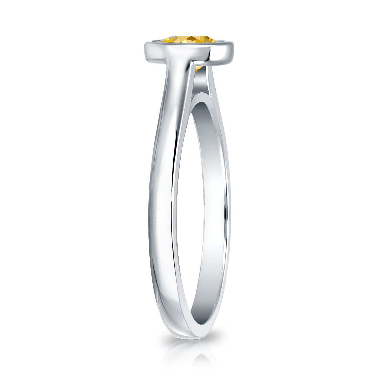 Platinum Yellow Diamond Ring - Round Cut, 1/3 cttw, Size 4-9 for Engagement