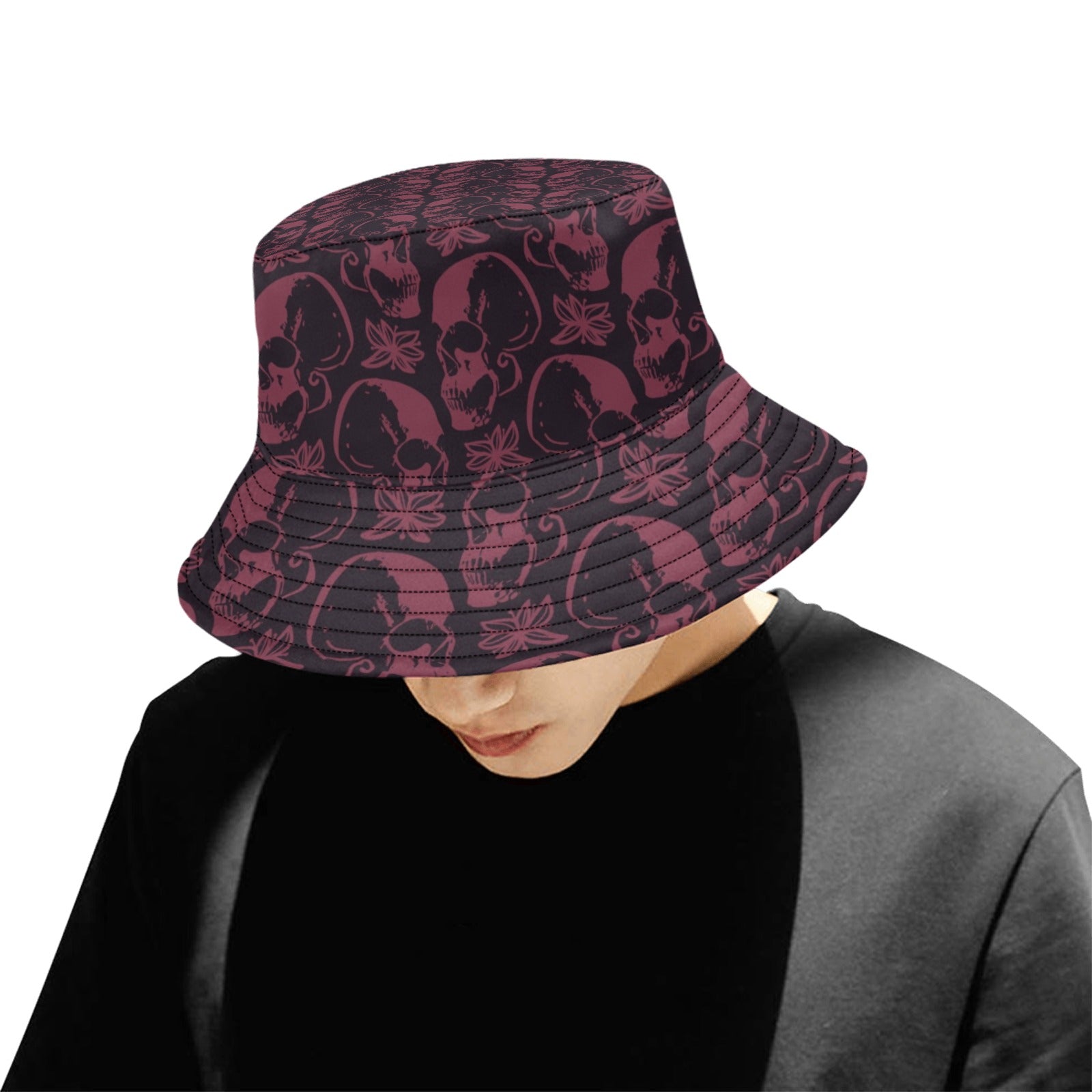 Trendy Purple Skulls Bucket Hat for Men & Women - Gothic Streetwear Fashion Accessory - Perfect for Music Festivals, Concerts, and Outdoor Adventures