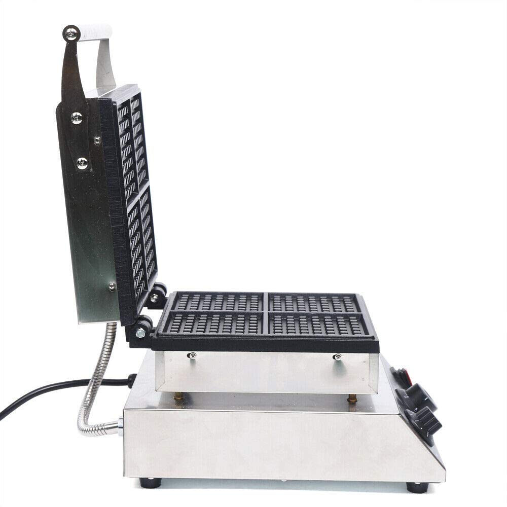 Commercial Electric Waffle Maker Machine - 4PCS Nonstick Plates for Crispy Waffles, Paninis & Hash Browns - 2000W Stainless Steel Hot Dog & Sausage Maker - 110V Household Waffle Cone Baker (Perfect for Breakfast, Cafes, Restaurants & Food Trucks)