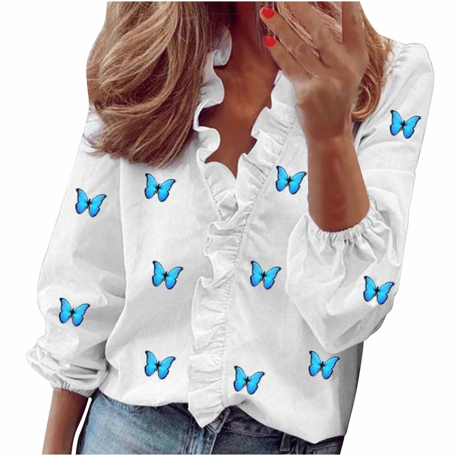 Women's Casual Full Sleeve V-Neck Loose Blouse - Flowy Printed Tunic Top for Everyday Wear | Perfect Gift for Women, Office & Weekend Outfits