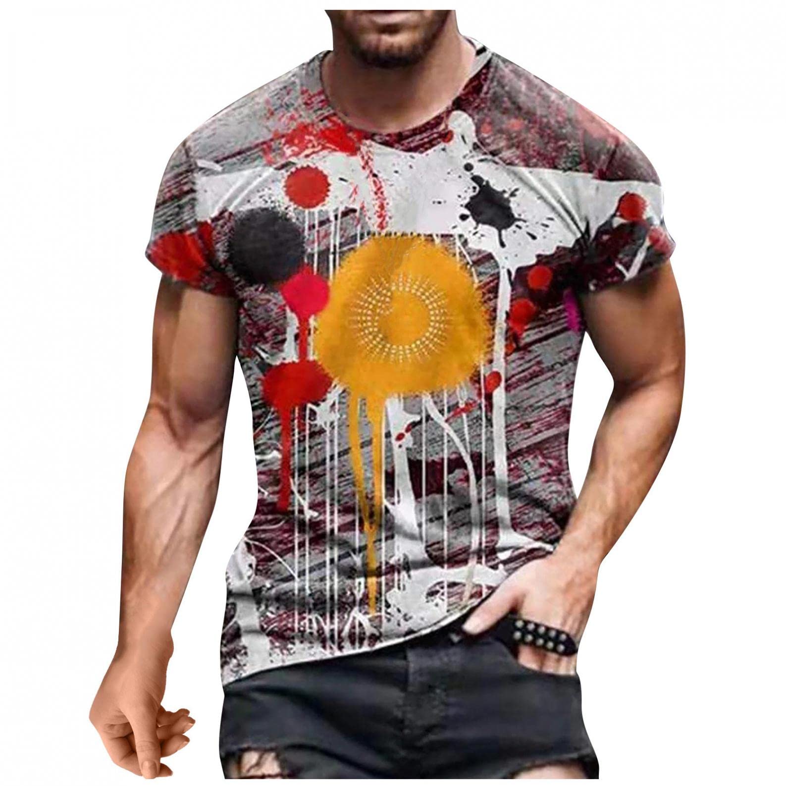 NOLDARES Men's Slim Fit Short Sleeve T-Shirt - 3D Printed Comfortable Casual Summer Tee for Men | Perfect for Outdoor Activities, Travel & Daily Wear