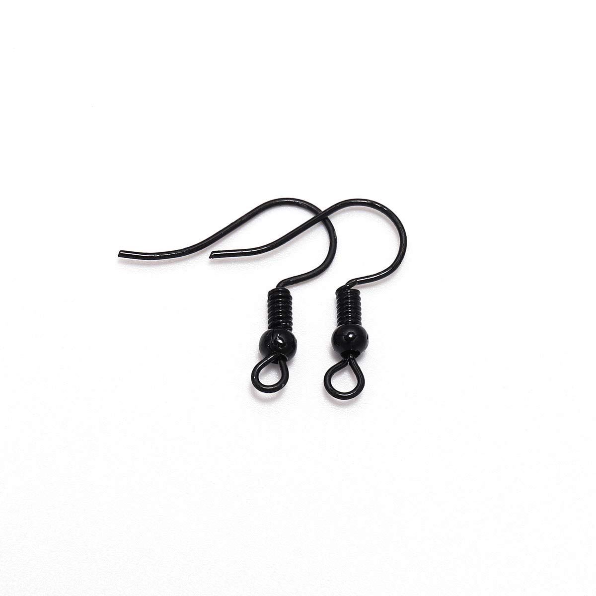 100pcs 20×17mm Black Hypoallergenic Earring Hooks with Ball & Coil - Nickel-Free Jewelry Findings for DIY Earrings Making, Piercing Supplies (10 Color Options) - Perfect for Handmade Jewelry, Gift Crafting & Professional Jewelry Design