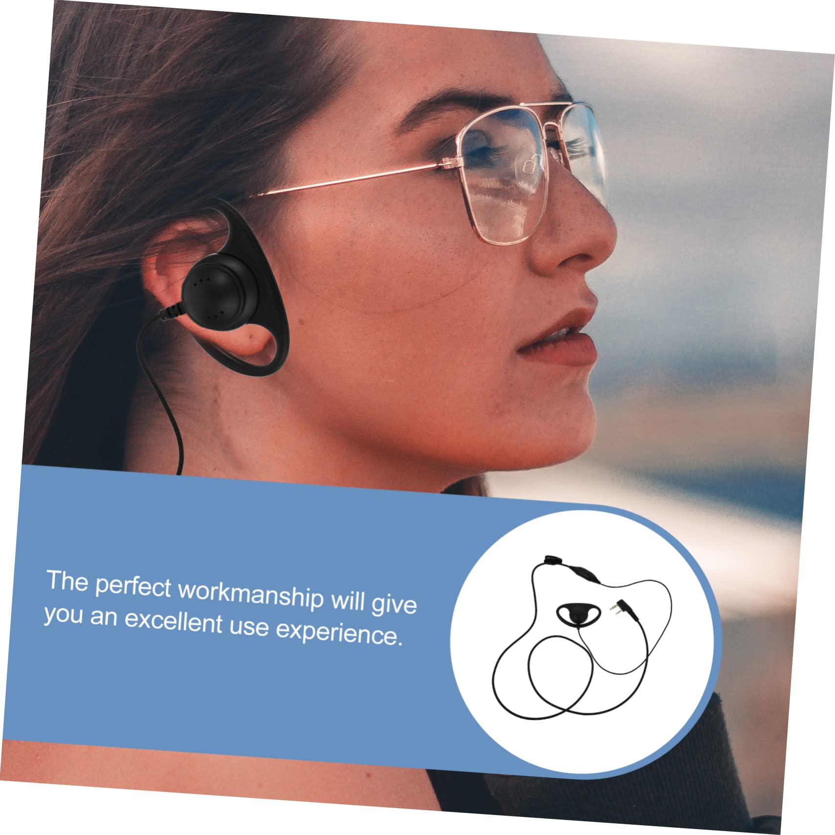 OSALADI Walkie Talkie Headset with Wired Intercom - Single Ear Hook Headphones for Two-Way Radio Communication - Ideal for Security, Construction, and Outdoor Adventures