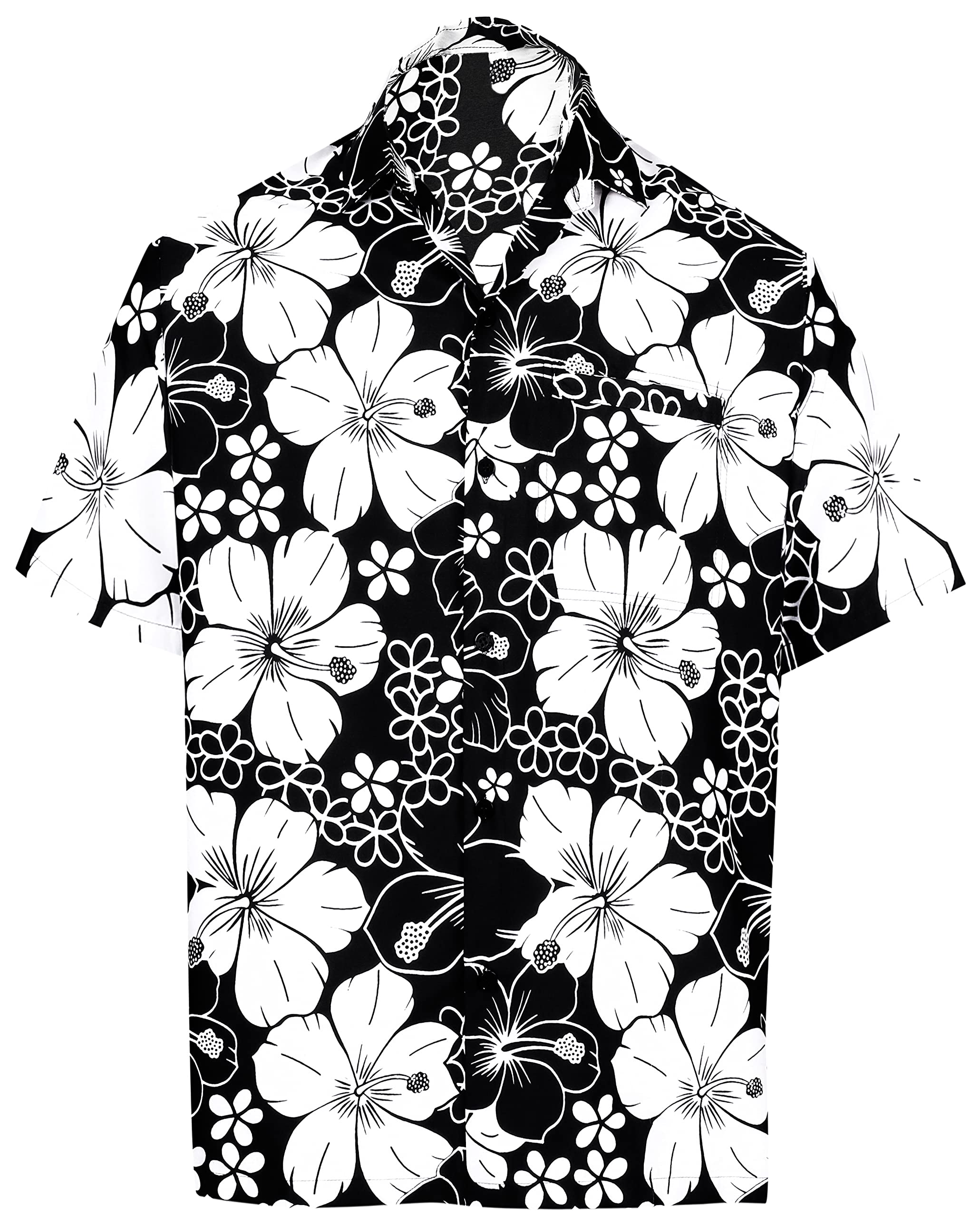 LA LEELA Men's Hawaiian Shirts - Short Sleeve Floral Button Down Shirt for Men | Tropical Vacation, Beach Party & Summer Casual Wear | Boho Style Funny Hawaiian Shirt