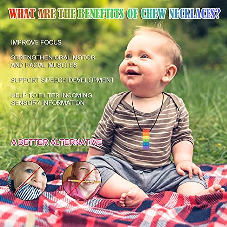 Seeway Sensory Chew Necklaces for Kids & Toddlers - 2 Pack Autism & ADHD Teething Toys, BPA-Free Silicone Oral Motor Chewers for Anxiety Relief - Perfect for School, Travel & Sensory Therapy