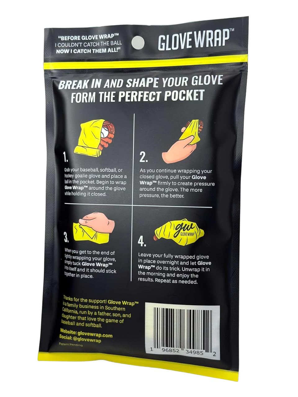 Baseball & Softball Glove Wrap - Break In & Shape Your Glove Faster | Perfect for Training, Games & Storage | Glove Conditioner & Maintainer