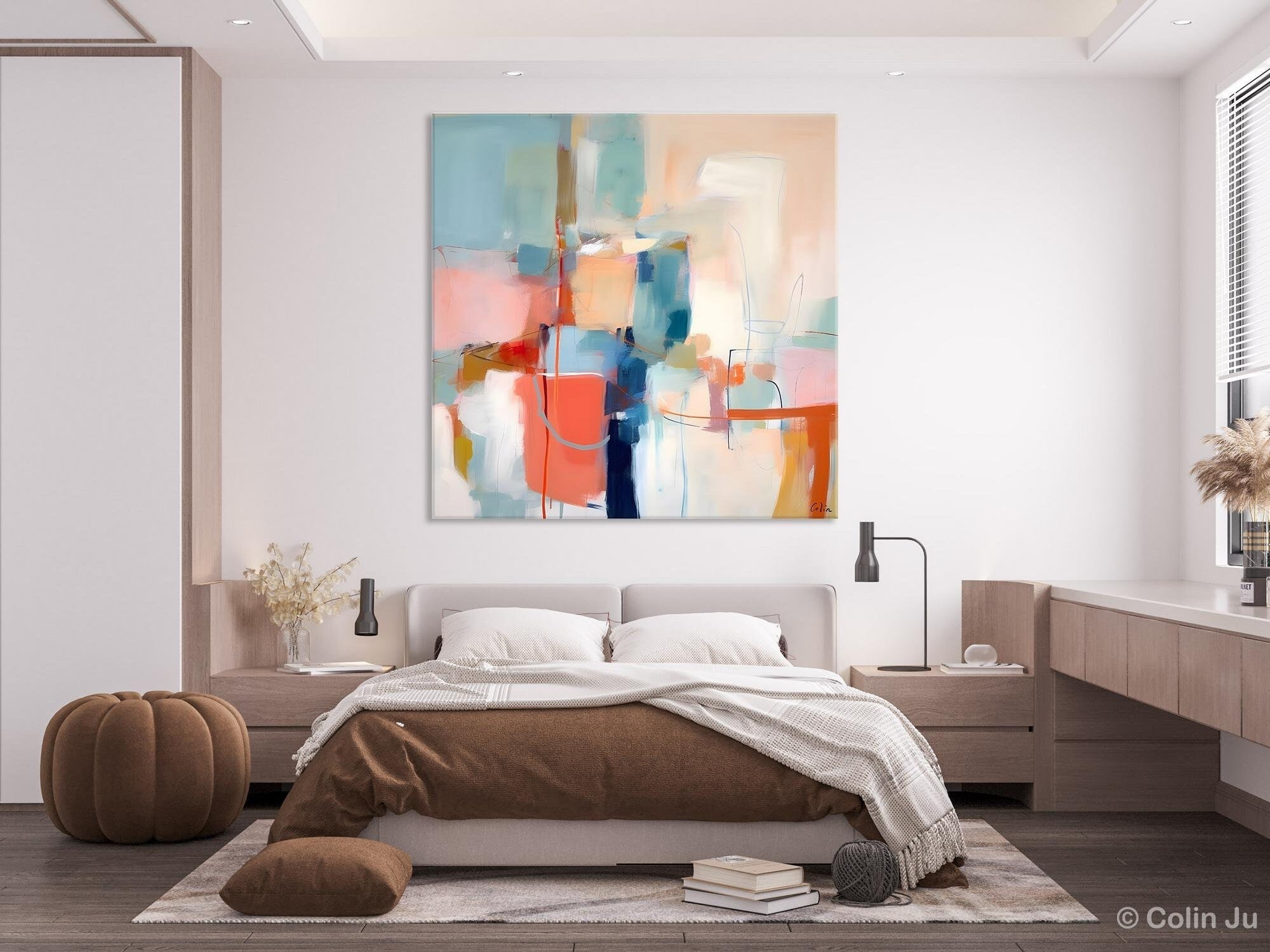 Large Abstract Canvas Paintings for Bedroom - Modern Acrylic Wall Art Decor | Contemporary Original Artwork for Living Room & Office