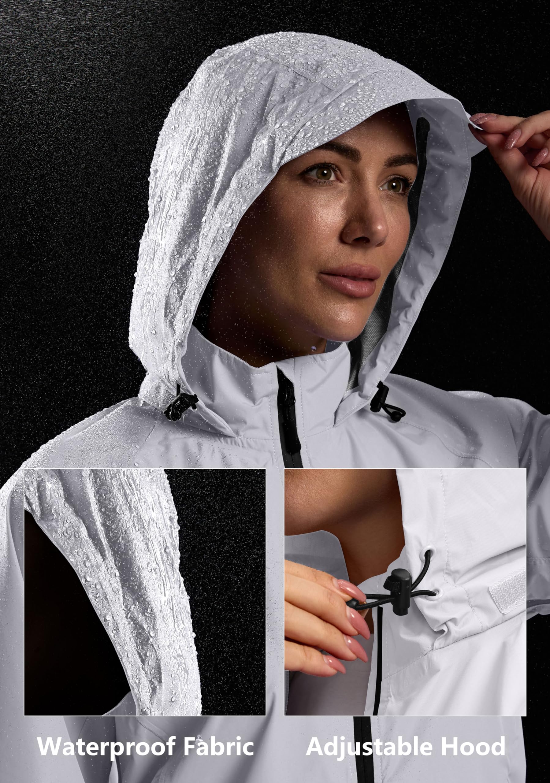 Bikewa Women's Waterproof Cycling Rain Jacket - Lightweight Windproof Running Windbreaker with Reflective Strips & Packable Hood - Perfect for Biking, Jogging, and Outdoor Activities in Rainy Weather