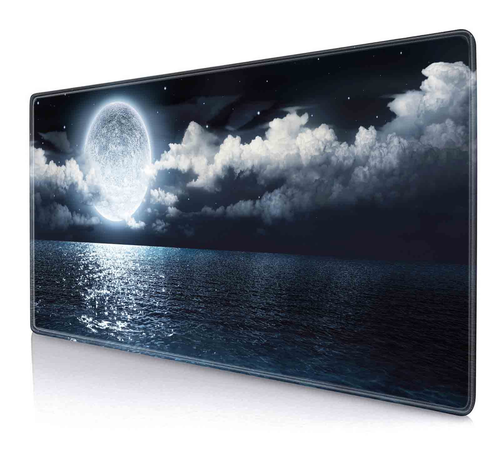 Full Moon on Sea Large Mouse Pad - XXL Non-Slip Rubber Base Gaming Mousepad with Stunning Scenery Design | Perfect for Office, Gaming & Full Desk Workstations