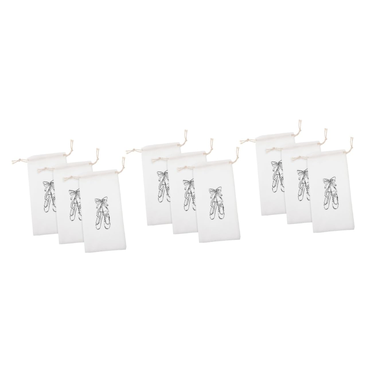 GAROZATION 9-Piece Ballet Shoe Storage Bag Set - Flannel Drawstring Dance Shoe Bags for Ballet, Pointe, Jazz & Dance Shoes - Perfect for Dance Classes, Recitals & Travel Organization