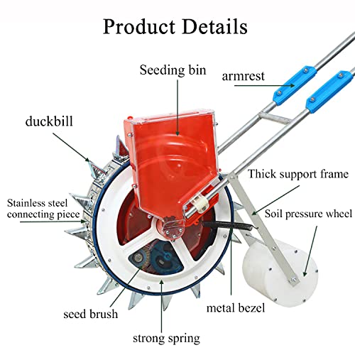 Metal Precision Garden Seeder - Hand-Push Wheat, Corn, Cotton, Soybean & Peanut Planter with 16 Openings | No Pressure Wheels | Ideal for Home Gardens & Small Farms | Perfect for Planting Vegetables, Grains & Legumes