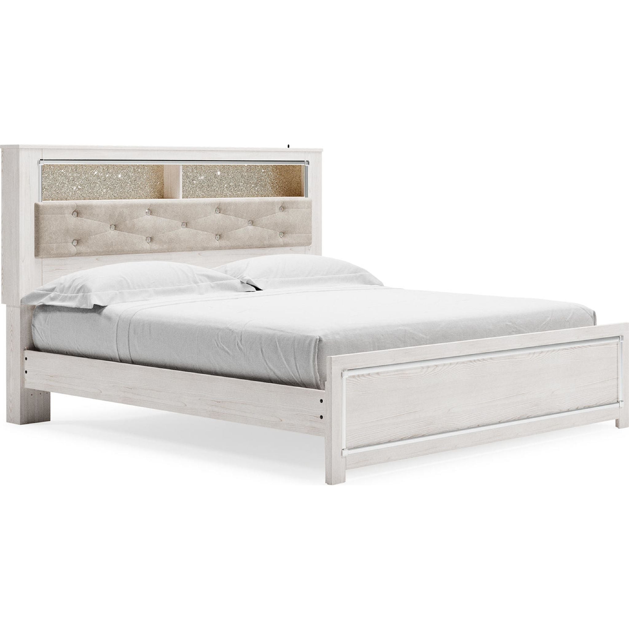 Altyra Modern Bookcase Platform Bed with Storage - Wooden Bookshelf Headboard & Underbed Storage - Perfect for Small Bedrooms, Studio Apartments & Dorm Rooms