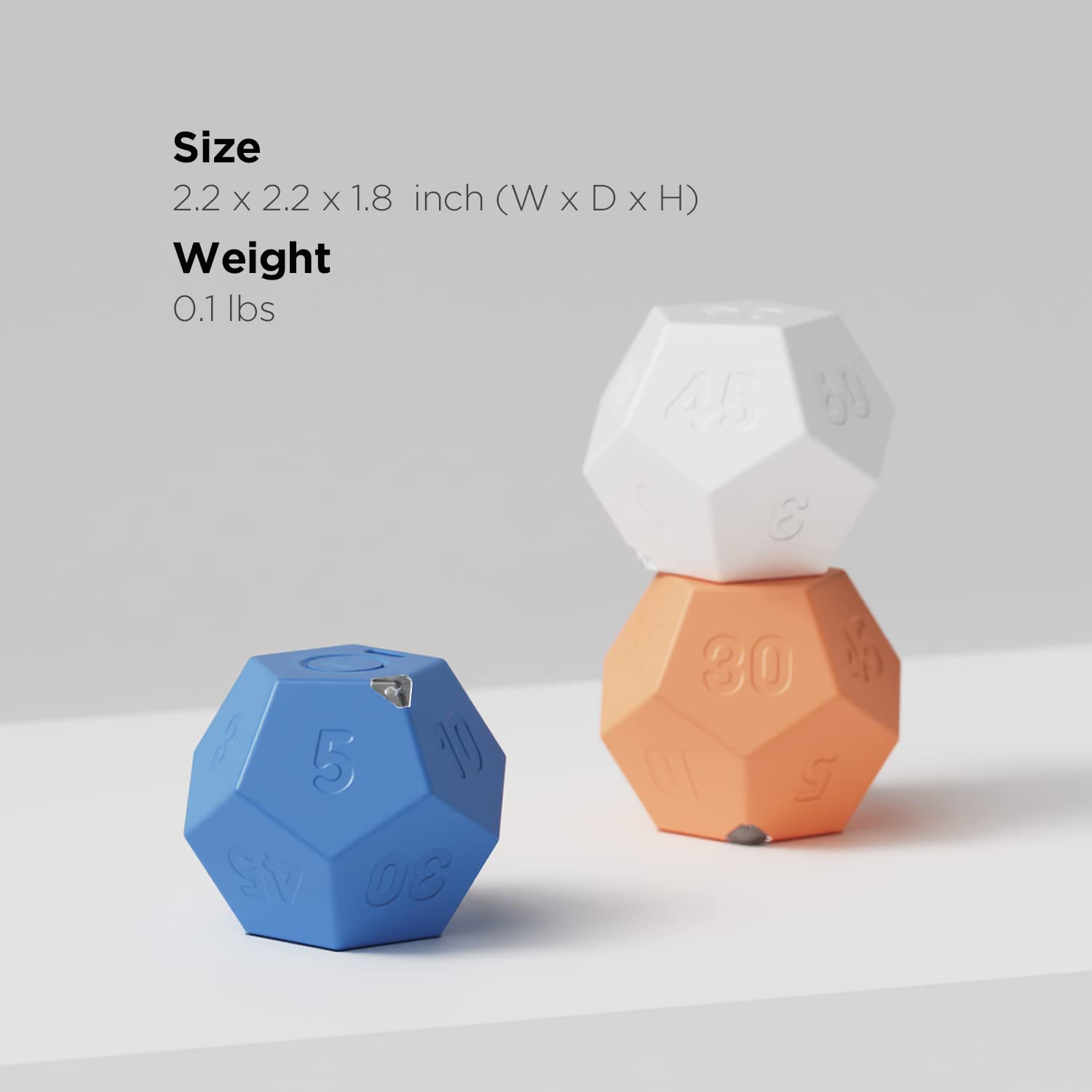 Mooas Rechargeable Mini Timer - 11 Preset Times, Dodecagon Time Ball for Desk & Study Productivity (White) | Sound/Vibrate/Mute Modes | Easy to Use | Perfect for Pomodoro Technique, Classroom, Office & Home Study