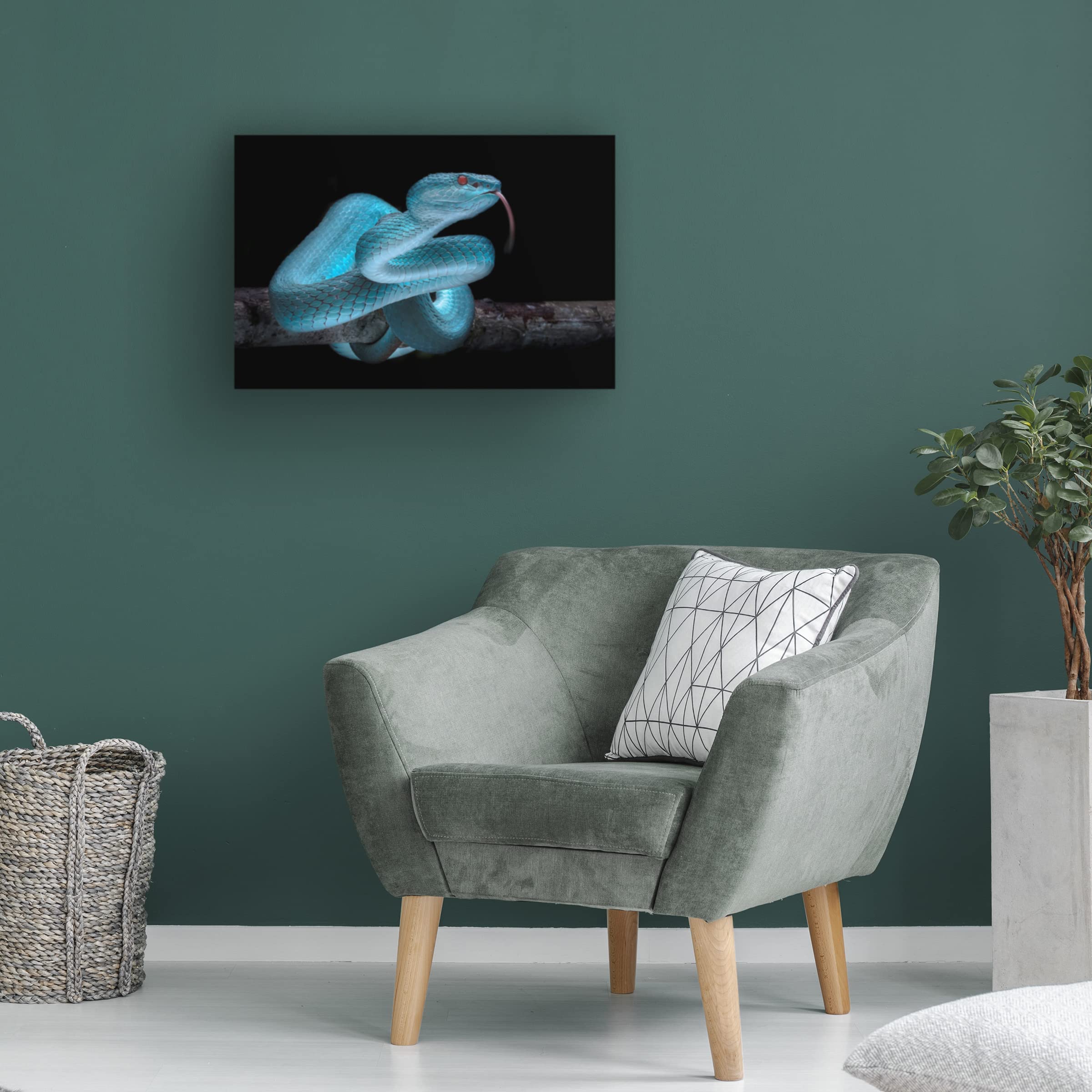 Trademark Fine Art 'Venomous Blue Viper Snake' Canvas Wall Art Print by Fauzan Maududdin - Perfect for Home Decor, Office & Living Room Wall Art