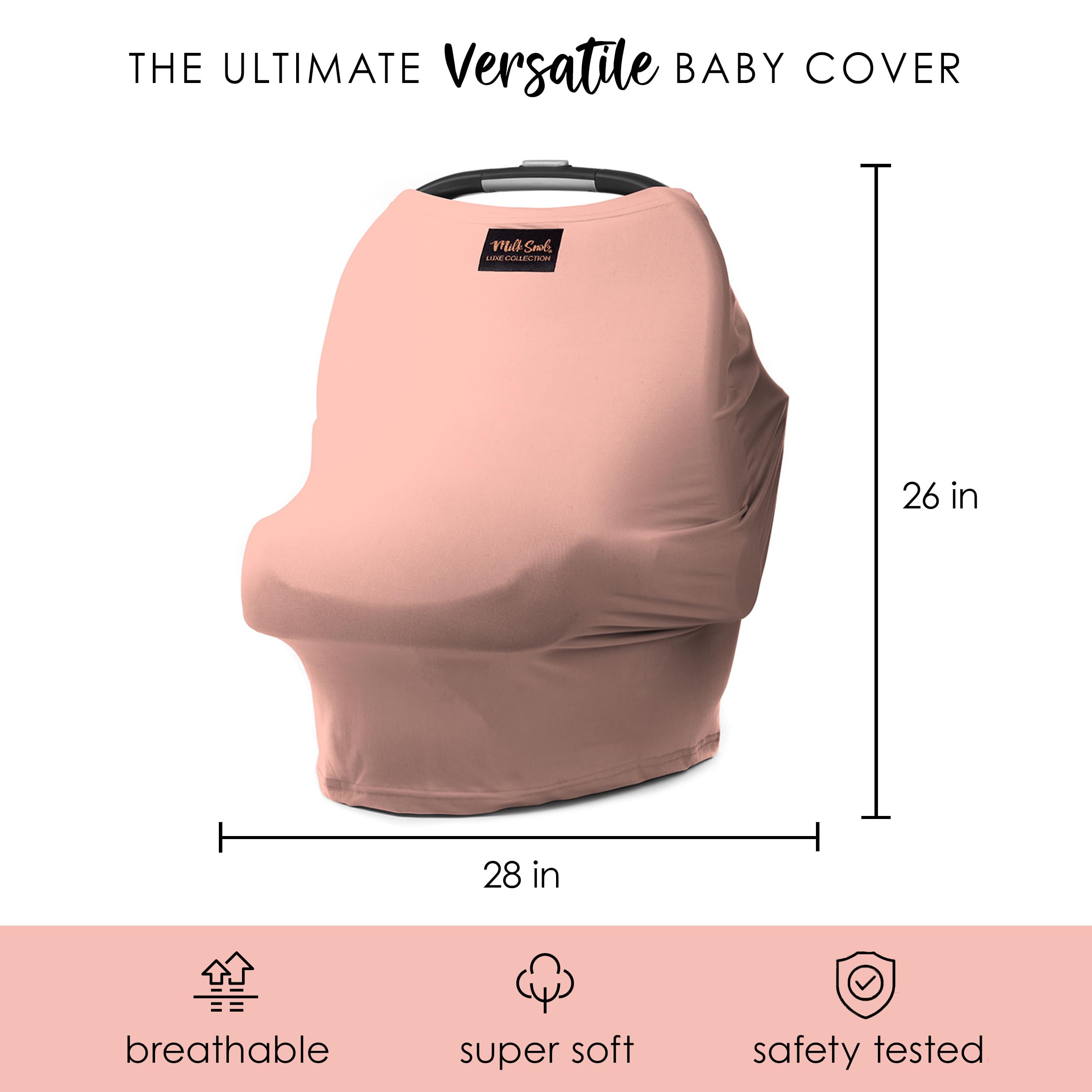 Milk Snob Original 5-in-1 Premium Baby Cover in Ballet Slipper Pink - Nursing Cover, Car Seat Canopy, Stroller Blanket, High Chair Cover & Shopping Cart Protector for Newborns & Infants | Perfect for Breastfeeding Privacy, On-the-Go Protection & Stylish Baby Essentials