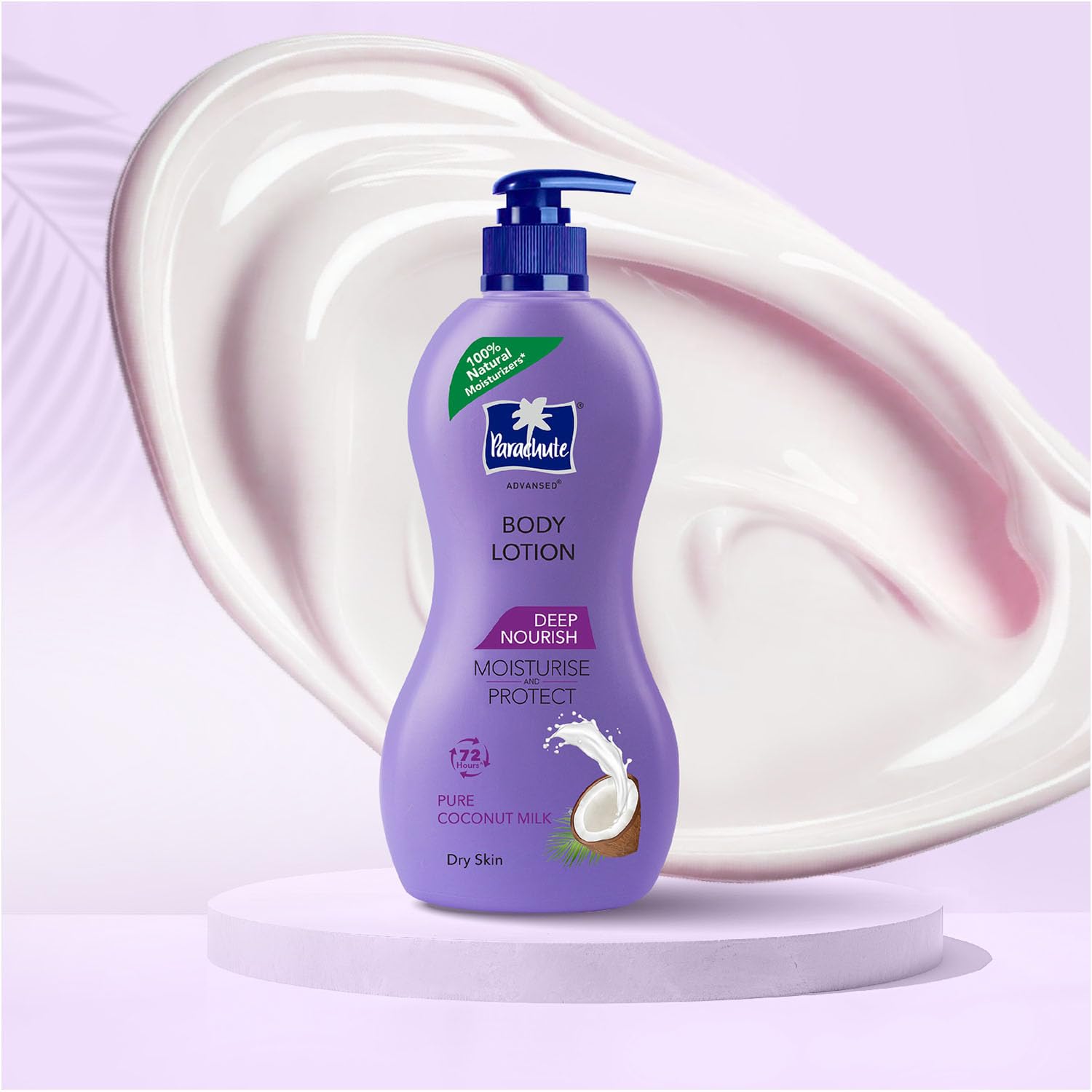 Parachute Advanced Deep Nourish Body Lotion for Women & Men - 250ml | Pure Coconut Milk, 100% Natural, 72h Moisturization for Dry Skin | Perfect for Daily Hydration & After-Shower Care